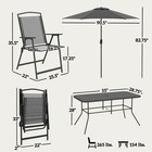 8pc Outdoor Patio Dining Set Furniture  6 Folding Chairs  Table  Umbrella  Black