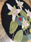 Vtg Claire Murray Hooked Wool Round Mat Rug 16  Floral Ladybug 1994
