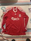 Liverpool 2006 2008 Home Football  Soccer Long Sleeve Jersey Adidas  8 Gerrard