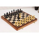 16    Folding Magnetic Travel Chess Set Ebony   Maple Wood Board Ebonized Pieces