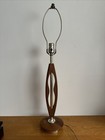  Vintage Mid Century Danish Modern Sculptural Wood Table Lamp Retro 1960 s Nice 