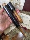 Antique Wood treen Novelty Umbrella Shape Crochet Needle Holder Sewing Accessory