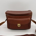 Vintage The Plainsman 2 Leather Camera Bag Brown Shoulder Case Brass Hardware