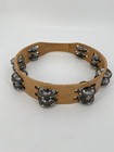 Vintage Wooden 10  Double Row Tambourine W  Stainless Steel Jingles  Wood Constr