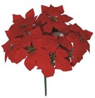 Christmas Red Poinsettia 18  Bush 7-8  Bloom Holiday Silk Flower Home Yard Decor