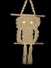 Vtg 70s Jute Wood Handmade Yarn Macram   Owl Hanging Boho Hippie Home Decor Retro