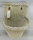 Woven Wicker Wall Hanging Basket Flat Back Storage Organizer White Washed 18 