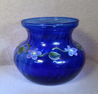 Vintage Hand Painted Cobalt Blue Glass Vase