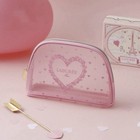 Laduree Pink Mesh Pouch Heart Logo Cosmetic Bag Gold Charm Limited Rare New
