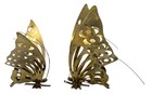 Set Of 2 Vintage Brass Butterflies Wall Hanging Table Decor Metal Made In Taiwan