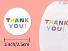 500 Pc Sticker Seals Roll Print Thank You Multi Colored Semi Gloss Self Adhesive