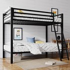  Loft Bunk Bed Twin Over Twin Size With Ladder And Guardrail heavy Duty Black