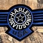 Harley Davidson Winged Logo Patch Usa Blue Black Embroidered Biker Jacket Vest