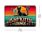 Vintage Retro Black Cat Martini Tin Sign Bad Kitty Lounge Metal Wall Decor 8x12