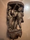 Hindu Wood Carving  Antique Hand Carved Wood Panel Figure Circa 19 Century 