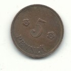 High Grade 1934 Finland 5 Pennia Lion sword Coin-feb691