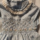 Vintage Polly Flinders Hand Smocked Blue Sleeveless Dress Lace Trim 3t