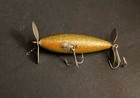 Vintage Injured Minnow Fishing Lure Gold Glitter Black Double Propellers 2 Hook 
