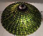 Vintage Tiffany Style Green Lotus Leaf Stained Glass Lamp Shade Only 21 