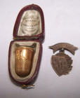 Antique Yellow Gold  Thimble W  Original Case 1912 Dated 1st Prize Sewing