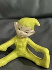 Vintage Yellow Ceramic Pixie Elf Figurine Sitting Touching Toes