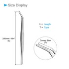 Tweezers  250mm Length  Stainless Steel Curved Blunt Serrated Tip Tweezer