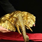 16 Inch Brass Home Feng Shui Decorate Wall Hanging Animal Elephant Head Statue
