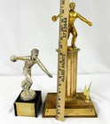 Vtg 1950s 60s Mcm Bowling Trophies Wood Metal Men   s Unique Designs Trophy