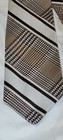 Ram Tiemakers Qiana Neck Tie 54 x4  Brown Glen Check Nylon Wide Dad Vintage 70s