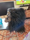 Vintage Gorilla Mask Scary Open Mouth Ape Teeth 80s 90s Latex Unisex Black Fur