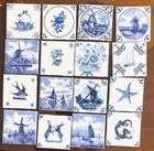 Blue Delft Designs Set Of 16 Assorted Individual Tiles Kiln Fired