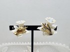 Pair Of Vintage 30s Celluloid Clip On Earrings Lovely  Hands W  Rhinestones