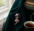 Rucinni Kitty Cat Kitten Brooch Lapel Pin Swarovoski Stellux Crystals Jewelry