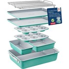 8-piece Non-stick Bakeware Set Steel Stackable W  Cooling Rack Durable Handles