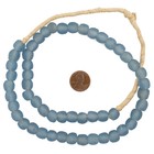 Light Blue Recycled Glass Beads 11mm Ghana African Sea Glass Round Large Hole