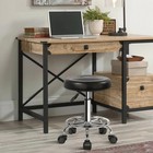 Pu Leather Modern Round Rolling Stool With Footrest Height Adjustable Spa Drafti