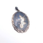 Vintage Large Siam Sterling Silver Niello Mekkala Goddess Lightning Pendant