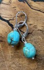 Kingman Turquoise Dangle Earrings Sterling Silver 925 Leverback