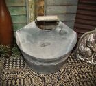 Primitive Vtg Style Verdigris Rustic Metal Country Wash Tub Wall Hanger Tin