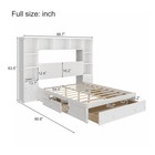 Full Queen Size Platform Bed With Bookcase Headboard All-in-one Wall Cabinet Bed