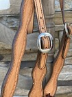 Circle L Handmade Leather Stitched Headstall Breast Collar-light Oil One Ear