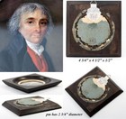 Antique French Portrait Miniature  Gentleman In Red Vest  Revolutionary War