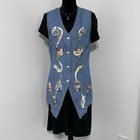 Vtg Monique Fashions Denim Vest Boho Cottagecore Sz 10 Western Hippie Fairy