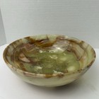 Banded Green Onyx Bowl Decorative Serving Dish Natural Geo Multi-color