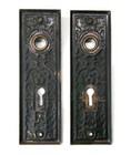 Pair Antique Vintage Victorian Eastlake Ornate Backplates Door Plates Reclaimed