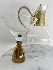 Vintage Glass Martini Glasses With Brass Base Set Of 2 Glass Pitcher Carafe