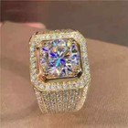 3 Ct Round-cut Lab Created Diamond Men s Engagement Ring 14k Yellow Gold Plated