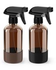 Amber Glass Spray Bottles With Silicone Sleeve - 8 Oz  2 Pack For Cleaning  Arom