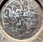 Antique Persian Copper tin silver Decorated 8 Inch Plate
