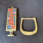 Vintage Terra Sancta Guild Welcome Brass Door Knocker Enamel Israel Retro Groovy